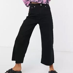 Black Pull and Bear Wide Leg Frayed Jeans